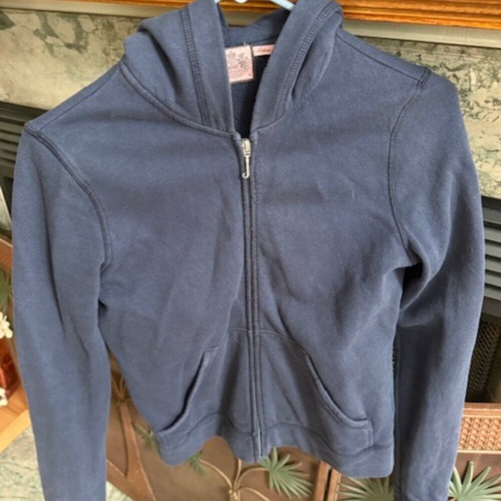 Vintage Juicy Couture Hooded Zipped Track Jacket, Navy Blue Size Medium - Picture 2 of 10